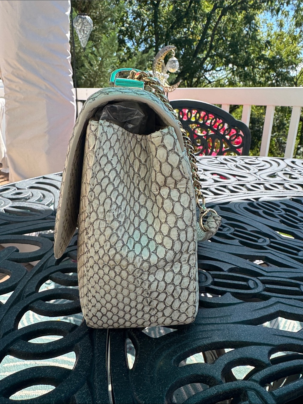 Brahmin Rosalie Oyster Grey Ellacoya Bag with Gold chain - Picture 7 of 13